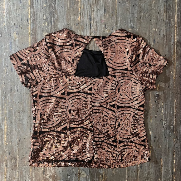 S.C.Society Rose Gold Sequin With Black Under Lay Womens Sz Large - Picture 7 of 7